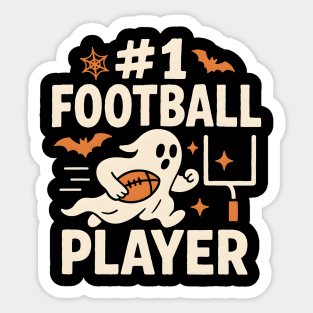 #1 Football Player Funny Halloween Ghost Gift Sticker